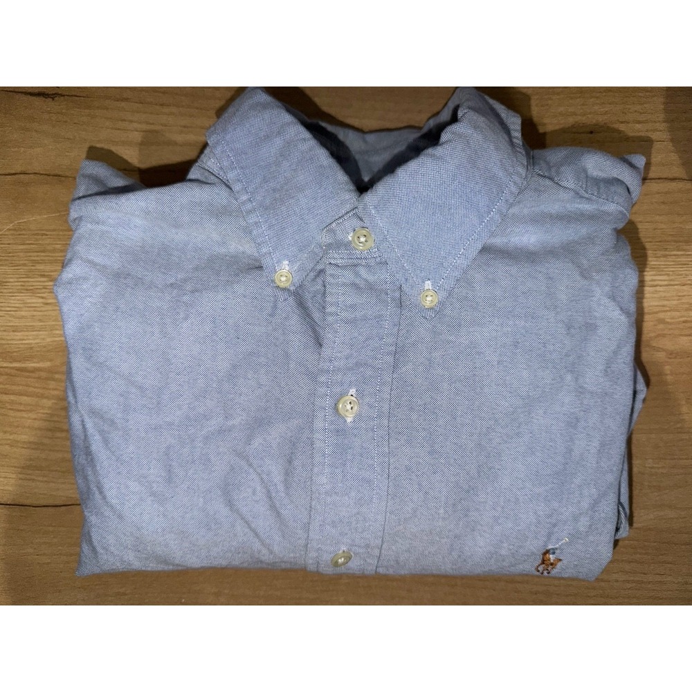 Ralph Lauren Polo Button Down Shirt 16.5 34-35 Blue Oxford Long Sleeve Classic J